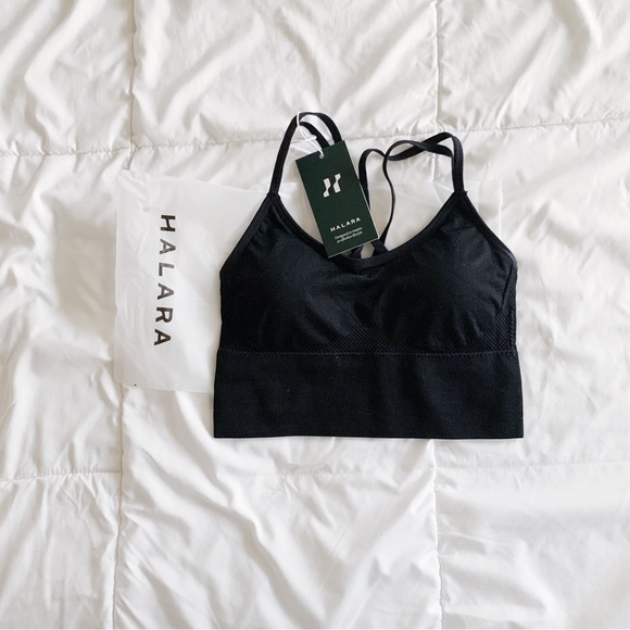 BNWT! HALARA! BLACK SEAMLESS FLOW LOW SUPPORT CRISSCROSS YOGA SPORTS BRA! - Picture 5 of 5